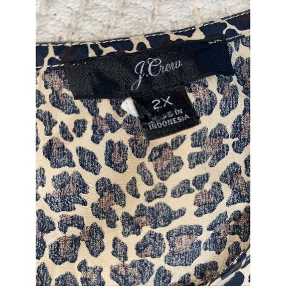 J CREW Size 2X Women Puff Sleeve Animal Print Top Blouse - Picture 7 of 9